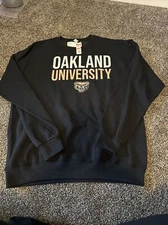 NEW Oakland University Adult Crewneck Sweatshirt Stacked, Black, L.