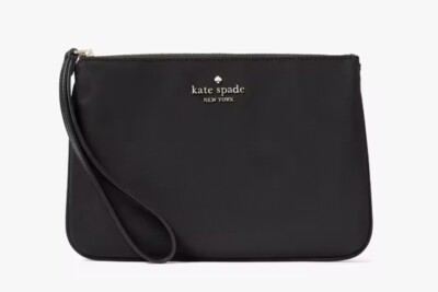 NWT Kate Spade Chelsea Nylon Medium  Wristlet Pouch in Black KC633