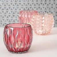 Windlicht Teelichthalter Glas Lackiert Rose 3Er Set