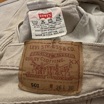 Vintage Levi's 501 Tan Denim Jeans Size 36x30 Men Made In Vintage Levi's 501 Tan Denim Jeans Size 36x30 Men Made In