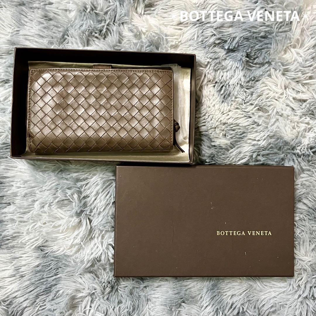 BOTTEGA VENETA*長財布(PORTAFOGLIO INTRECCIATO CON ZIP) Bottega Veneta Bifold Long Wallet Intrecciato Brown Leather