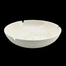 Vintage Large Mid Century Modern Ceramic Porcelain Table Ashtray Embossed 7.5"
