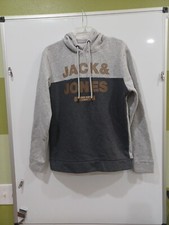 Jack  Jones Lg NNT Charcoal/grey Graphic Pullover Fleece Hoodie Sweatshirt