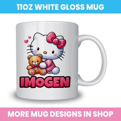HAPPY HIPPO PARTY SUPPLIES PERSONALISED HELLO KITTY MUG ANY NAME COFFEE TEA CUP DRINK MUG 11OZ