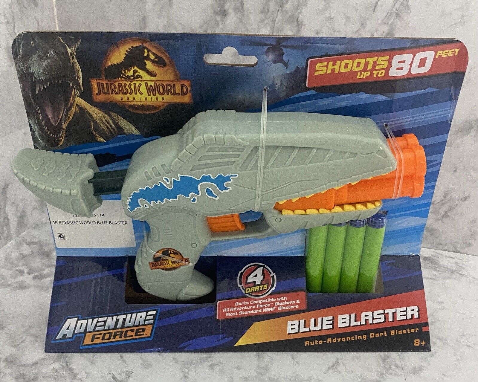 Jurassic Park World Adventure Force Blue Blaster NIP Foam Dart Gun