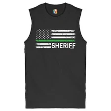 Sheriff Distressed American Flag Muscle Shirt First Responders Patriotic Men's