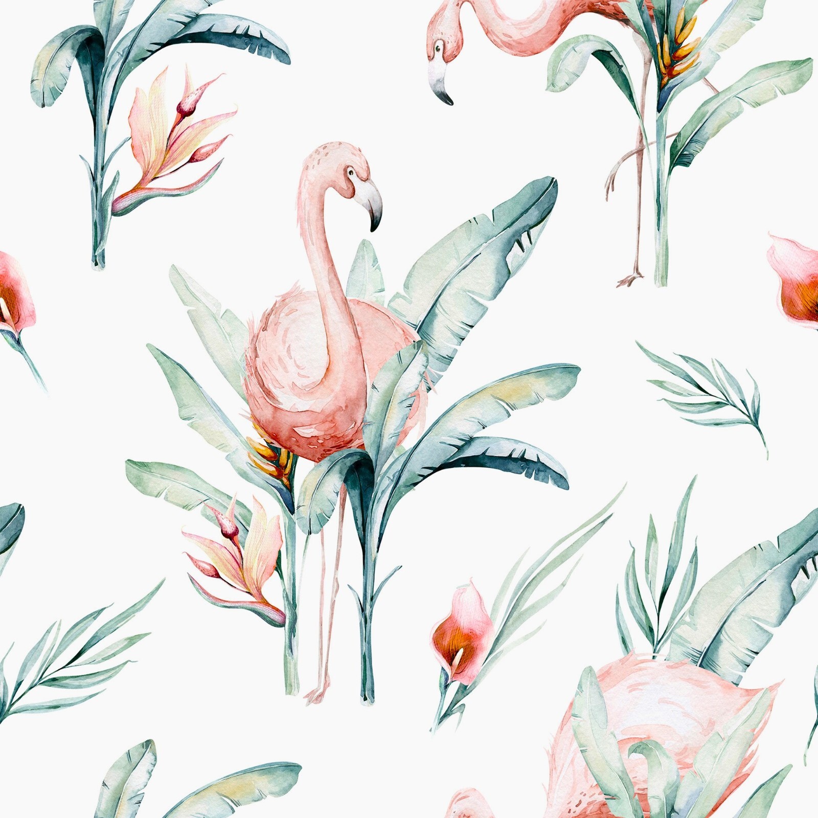 4 x Paper Napkins/3Ply/33cm/Decoupage/Birds/Palm Leaves/Tropical Flamingo