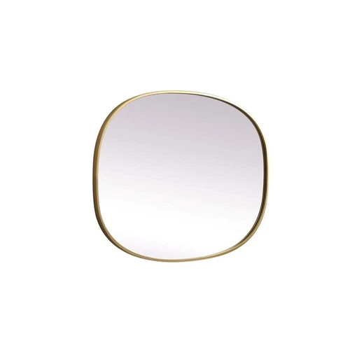 Elegant Decor Brynn 27x36" Oval Modern MDF Wood/Iron Mirror in Brass - Picture 4 of 11