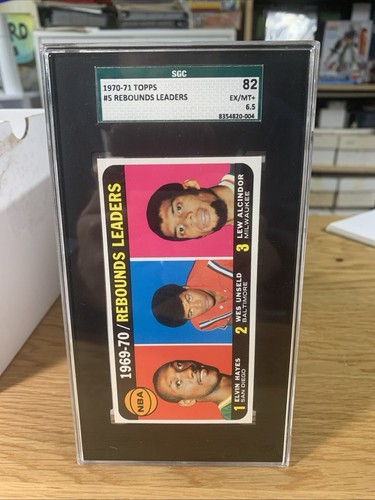 1970 Topps #5 NBA Rebound Leaders Hayes, Unseld, Alcindor (Jabbar) HOF SGC 82 - Picture 4 of 4