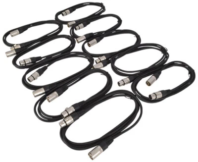 TERRALEC 10 x XLR Patch Cables 2M Long Balanced Leads - Bulk Packed