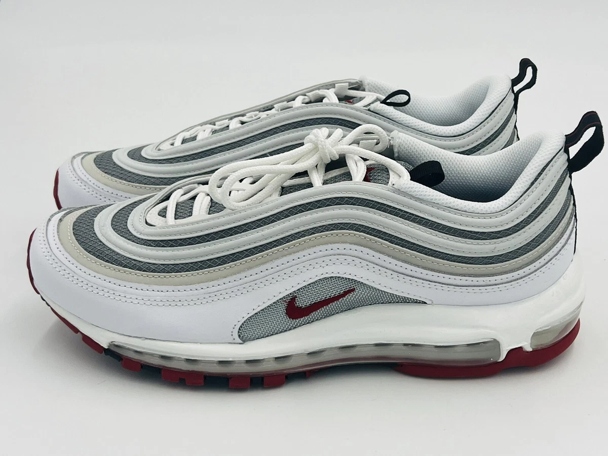 Nike Air Max 97 White Varsity Red Silver Sneakers DM0027-100 Mens Size