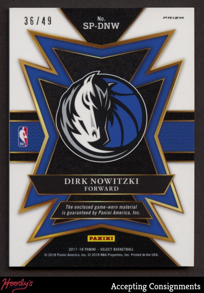 2017-18 Select Sparks Prizms Copper Dirk Nowitzki GAME USED JERSEY 36/49 view 2