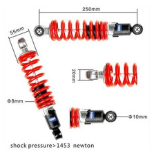 Amortisseur À Gaz 250 Mm Argent-Rouge-Noir Dirt Bike Pit Bike Quad HMParts