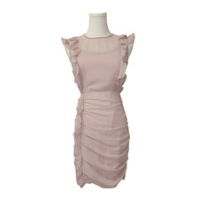 Express Mini Dress Women's XXS Blush Pink Chiffon Ruched Ruffle Cocktail Party