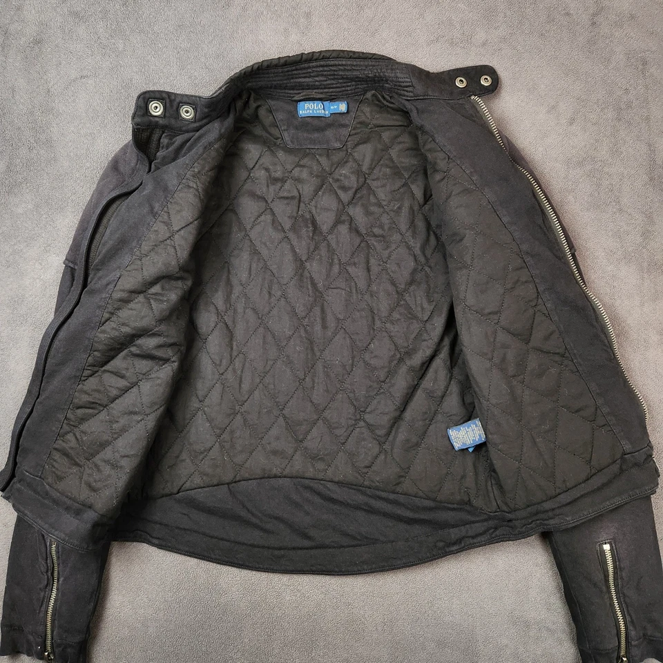 Polo Ralph Lauren Moto Riders Jacket Womens Small Black Full Zip Cotton Blend - Image 3 of 4