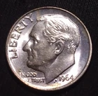 1964 Roosevelt  Silver Dime UNC/AU FREE2Ship w/TRACKING! (2287)