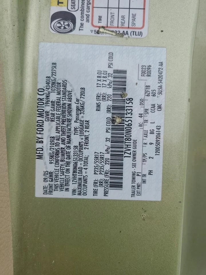 Б/у передний левый ремень безопасности передний подходит: 2006 Ford Mustang ковш водитель натяжитель - Изображение 2 из 4