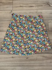 Bright Colorful Vintage Floral Print A-Line Skirt