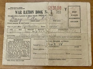 FREE SHIP! U.S. WWII World War II Ration Book No. 3 w/Stamps Vintage
