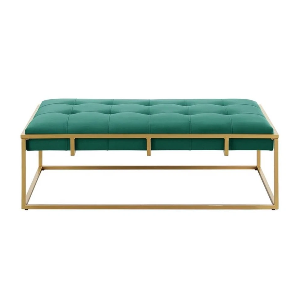 Amoria Green Rectangle Ottoman in Brushed Gold - Image 3 of 3