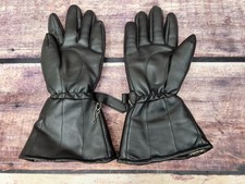 Black Leather Faux Fur Lined Gauntlet Gloves JI Made In Hong Kong One Size