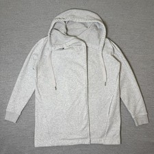 Zella Women's Hoodie Jacket Medium Light Gray Sherpa Lined Snap Neck Sweatshirt