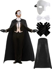 4PCS Phantom of the Opera Halloween Costume Accessories Mask Cape Gloves Bow Tie