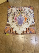 New ETRO Scarf Shawl 85% Modal 15% Cashmere Paisley Print Square Wrap Luxury