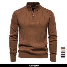 2023 New Autumn Zipper Pullover Sweaters for Men High Quality Warm Winter Stand