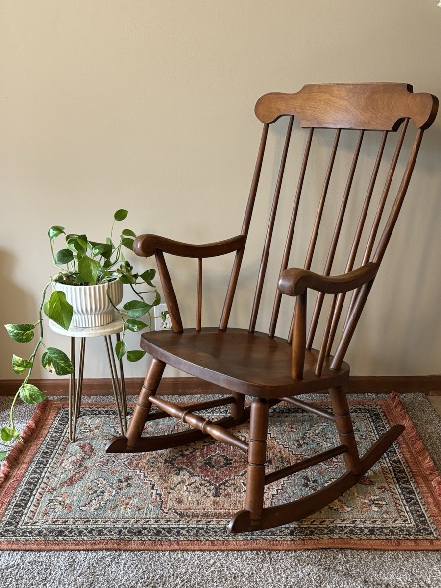 Tell City Chairs Beautiful Vintage MCM Hard Rock Maple Rocking
