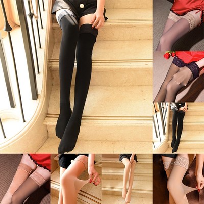 Sexy transparente Damen-Wadensocken mit rutschfestem Samt und Spitzendetail