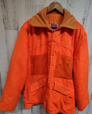 VTG 70s Thrashed Antler Orange Canvas Hunting Jacket Men's L Oversized Read