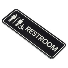 Restroom Sign, Acrylic Interior Door Exterior Waterproof Sticker, Black