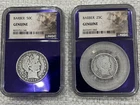Lot (2) Barber Coins. 50c Half Dollar, 1908 & 25C Quarter, 1916. Genuine