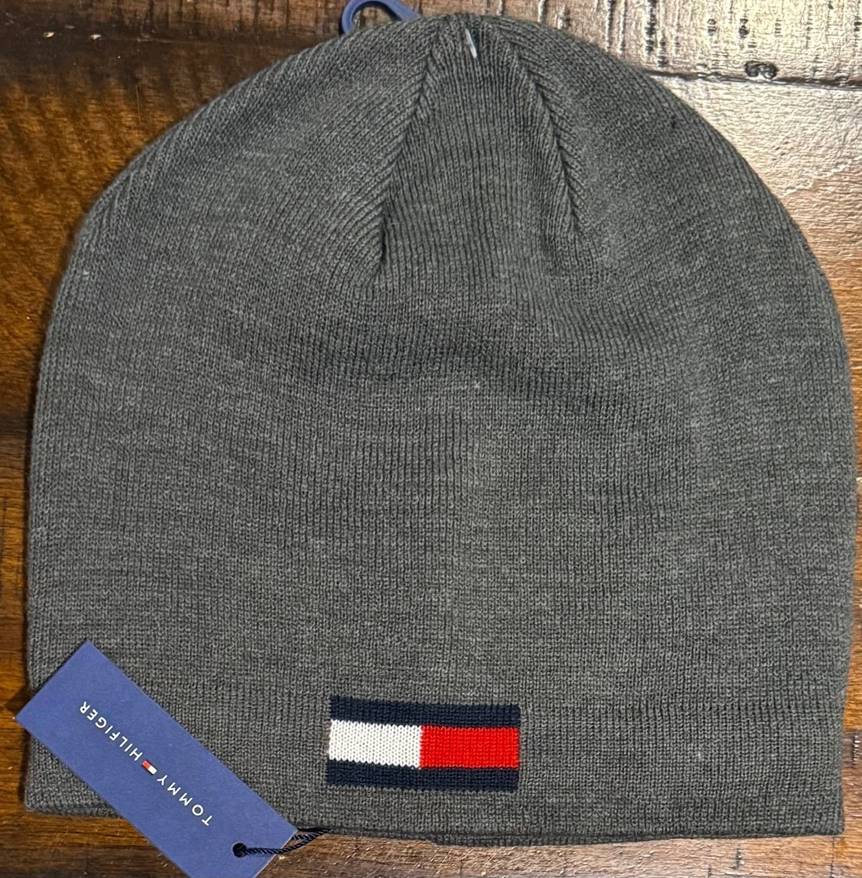 Tommy Hilfiger Knit Beanie Hat Gray NWT
