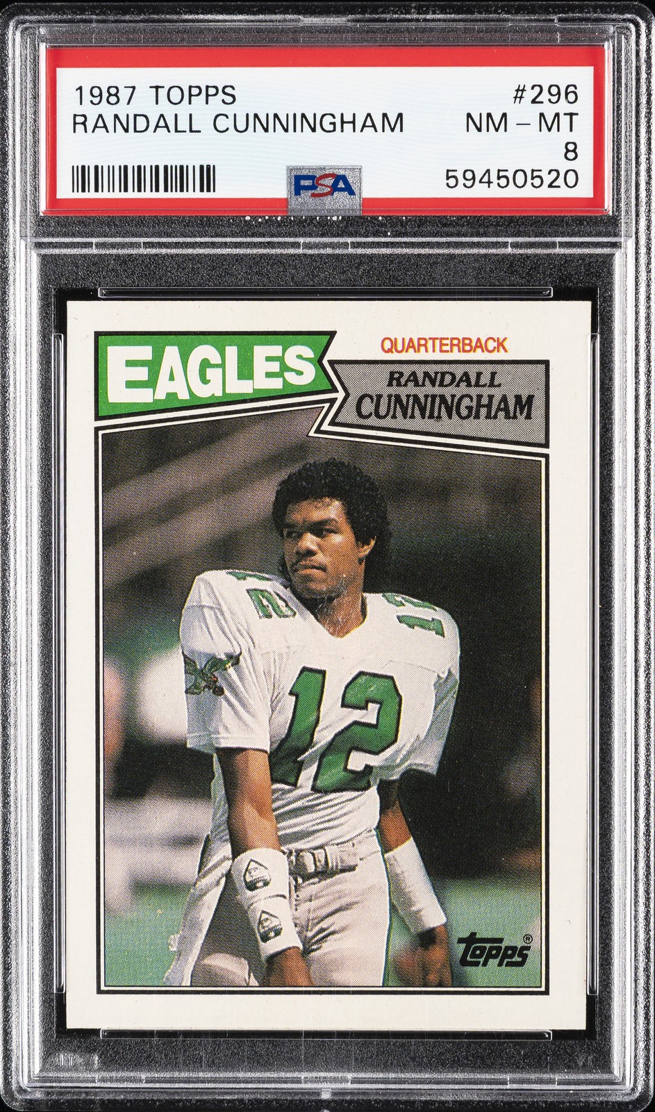 1987 TOPPS #296 RANDALL CUNNINGHAM PSA 8