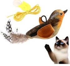 Interactive Touch-Activated Flapping Bird Cat Toy Plush Sparrow Kicking Toy with