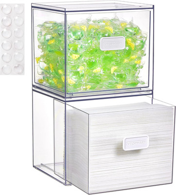 Vtopmart 2 Pack Dryer Sheet Holder and Laundry Pods Container,Clear Stackable St