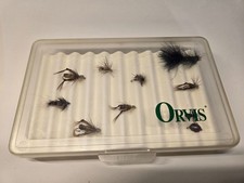  ORVIS FLY BOX With 10 various  fly's 6x4x1 Made In USA