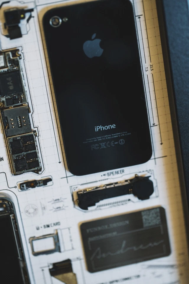 Disassembled iPhone 4 Teardown With Frame, Deconstructed iPhone Art Disassembly - Image 4 of 4