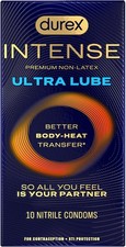 Durex Intense Ultra Lube Non Latex Condoms Thin Silicone Premium Nitrile 10Ct