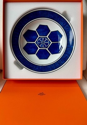 Hermes Bleus D'Ailleurs Large Deep Platter Blue Plate Dish China