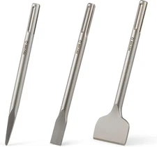 ZELCAN Chisel Set with SDS Max Shanks, 3pc SDS Max Chisel Drill Bit Set with Fla