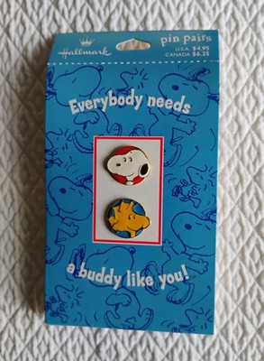 Hallmark Peanuts enamel pins - 1 Snoopy & 1 Woodstock - ''A Buddy Like You''