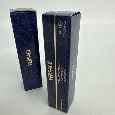 Versace EAU FRAICHE EXTREME 0.34 oz / 10ml Pour Homme Parfum Men's Spray -2 PACK