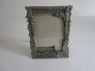 Pewter Photo Frame Porch Flowers 5x7 fits 4x6 photo