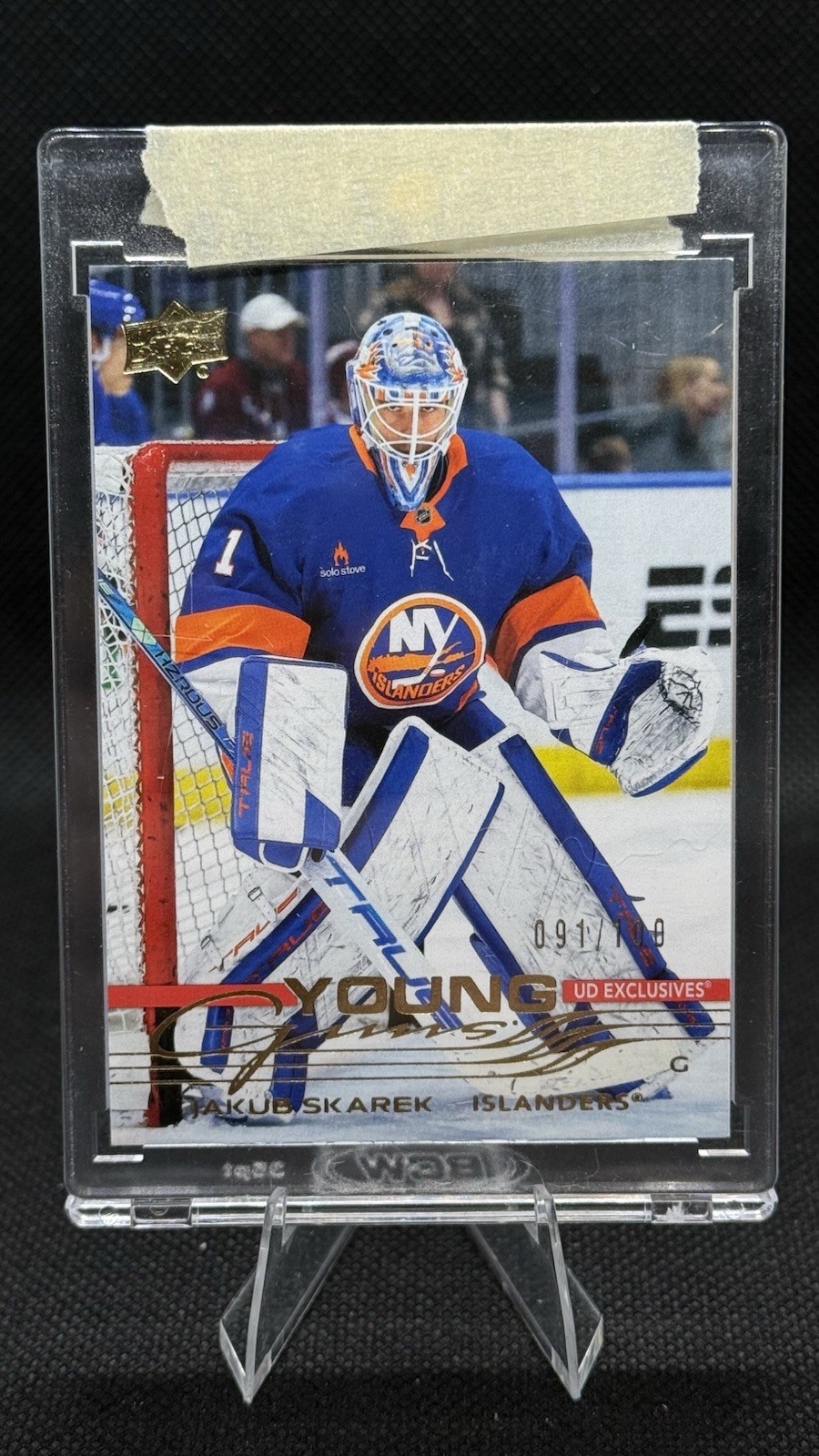 2025-26 Upper Deck Young Guns UD Exclusives #244 Jakub Skarek, Islanders /100