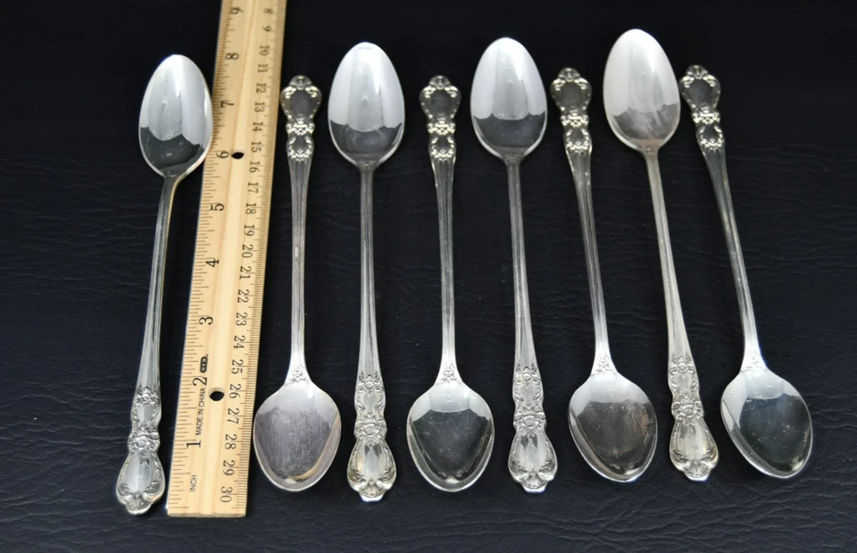 Lote de 8 cucharas de té heladas 1847 Rogers Bros Heritage IS Int'l de colección MCM Foto 2 de 4