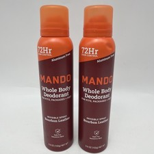 Mando Invisible Spray Whole Body Deodorant Men 72hr Lot Of 2 Bourbon Leather New