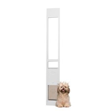 Dog Door for Sliding Glass Door, Adjustable Height, Aluminum Frame, Tempered Gla